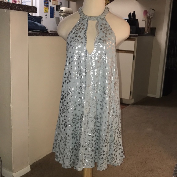Kimchi Blue Dresses & Skirts - Light blue silver star pattern dress